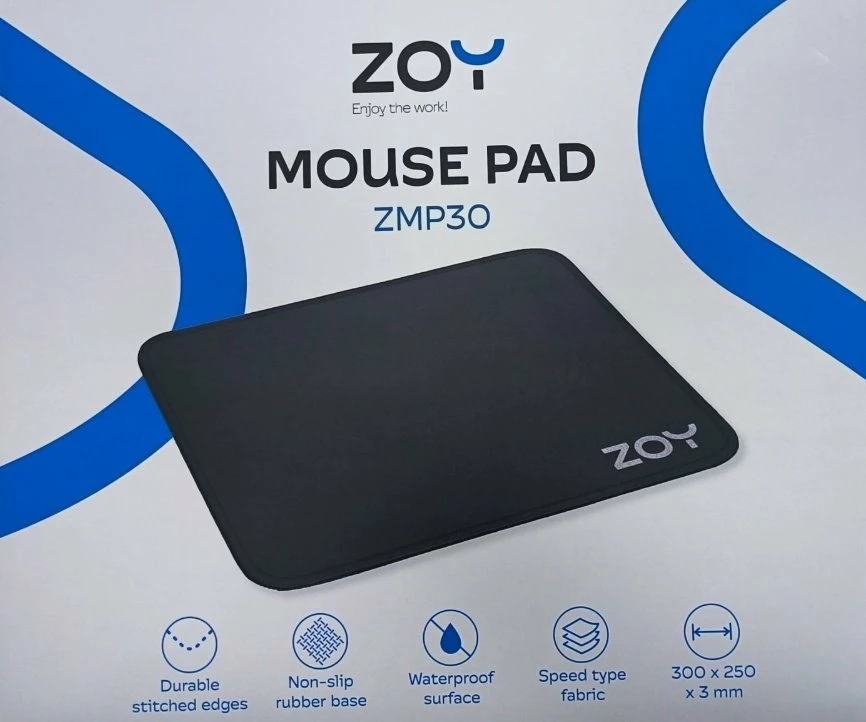 Mauspad ZOY ZMP30 300 x 250 x 3 mm, speed fabric, bazë antirrëshqitëse, i zi