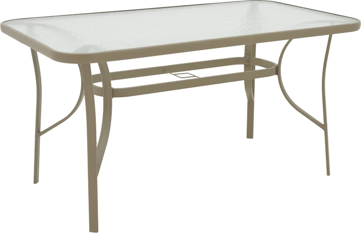 Tavolinë metalike, xham, 140x80x70cm