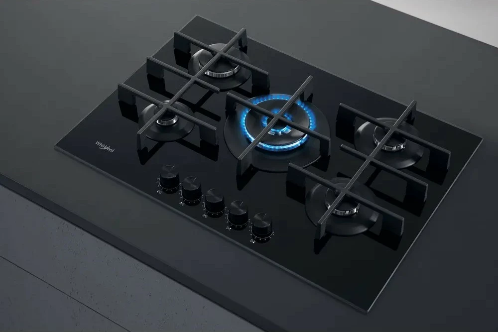 Sobë gazi me xham Whirlpool AKWL728NB, 5 zona, e zezë