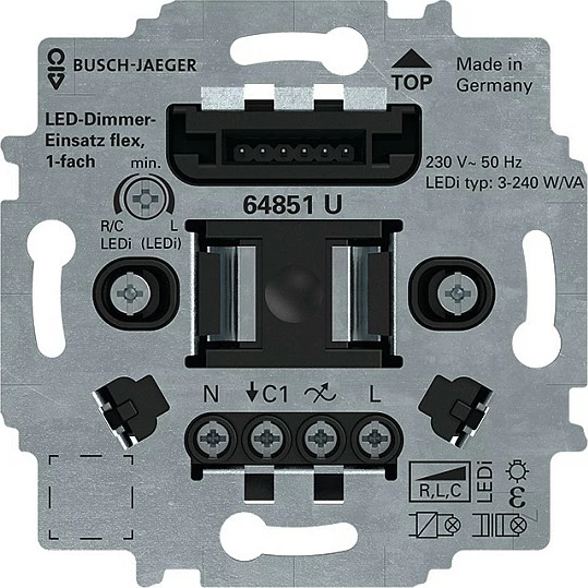 Dimer LED Busch-Jaeger D081BK-03 / 64851 U, 230V, 3-240W/VA, argjendtë/zi