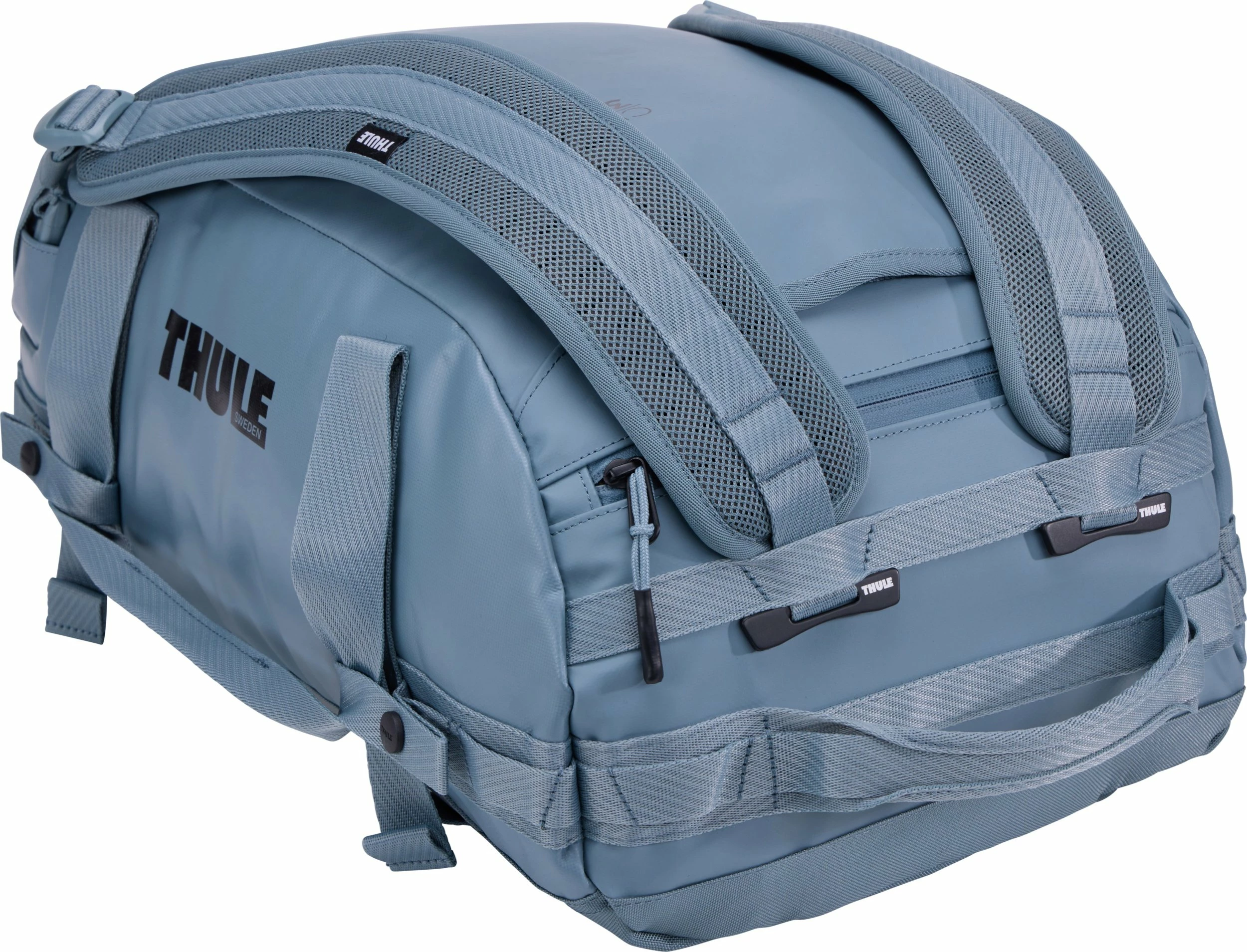 Çantë udhëtimi/duffel Thule Chasm 30L, 2-në-1 duffel + backpack, waterproof, poliester i ricikluar, Pond Gray