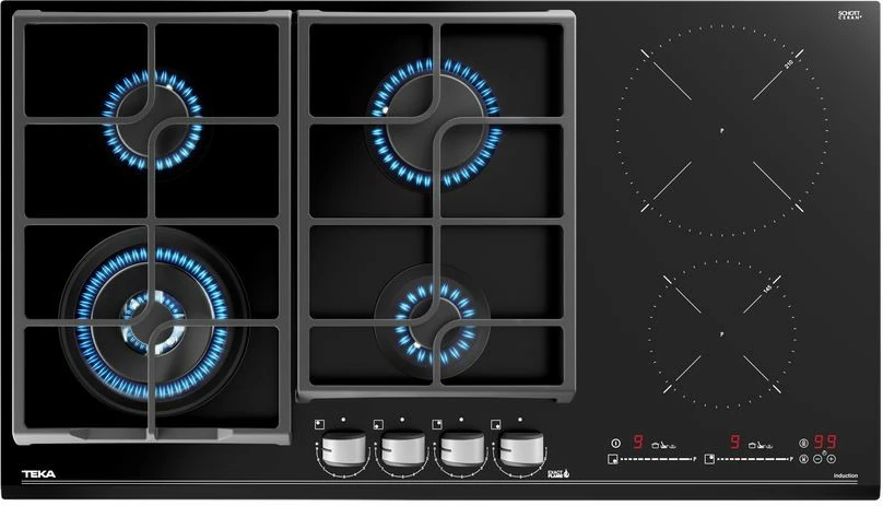 Pllakë gatimi TEKA JZC 96342 BBC BK, 90 cm, 4 gaz + 2 induksion, e zezë