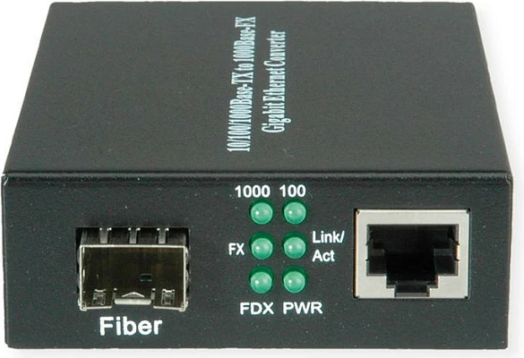 Konvertues rrjeti VALUE 21.99.1199, RJ-45 10/100/1000 në Fibër 100Base-FX LC, i zi