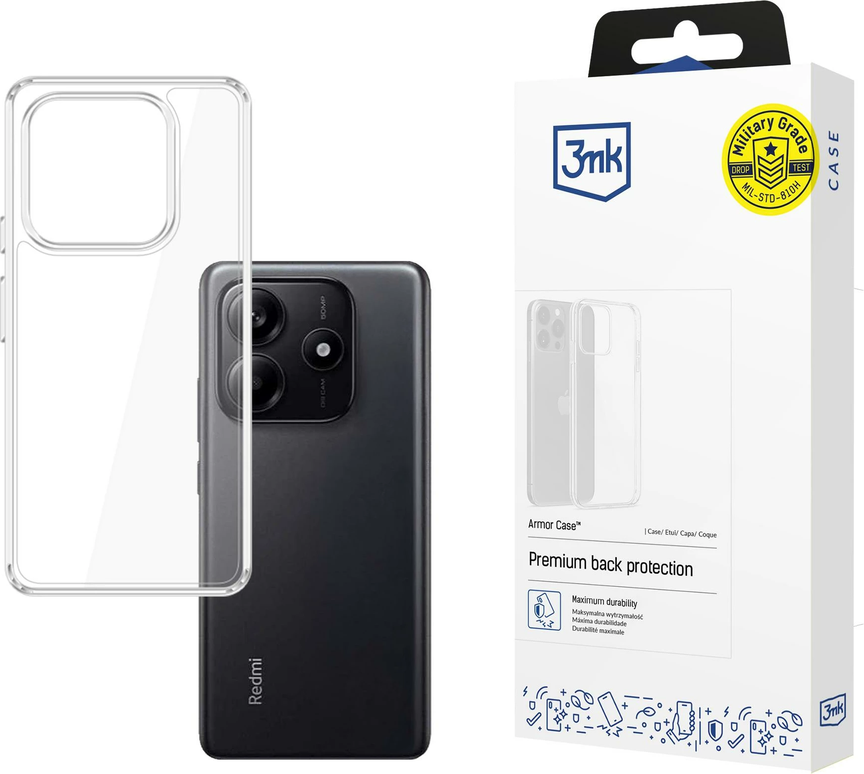Mbështjellës 3mk Armor Case për Xiaomi Redmi Note 14 5G, transparent