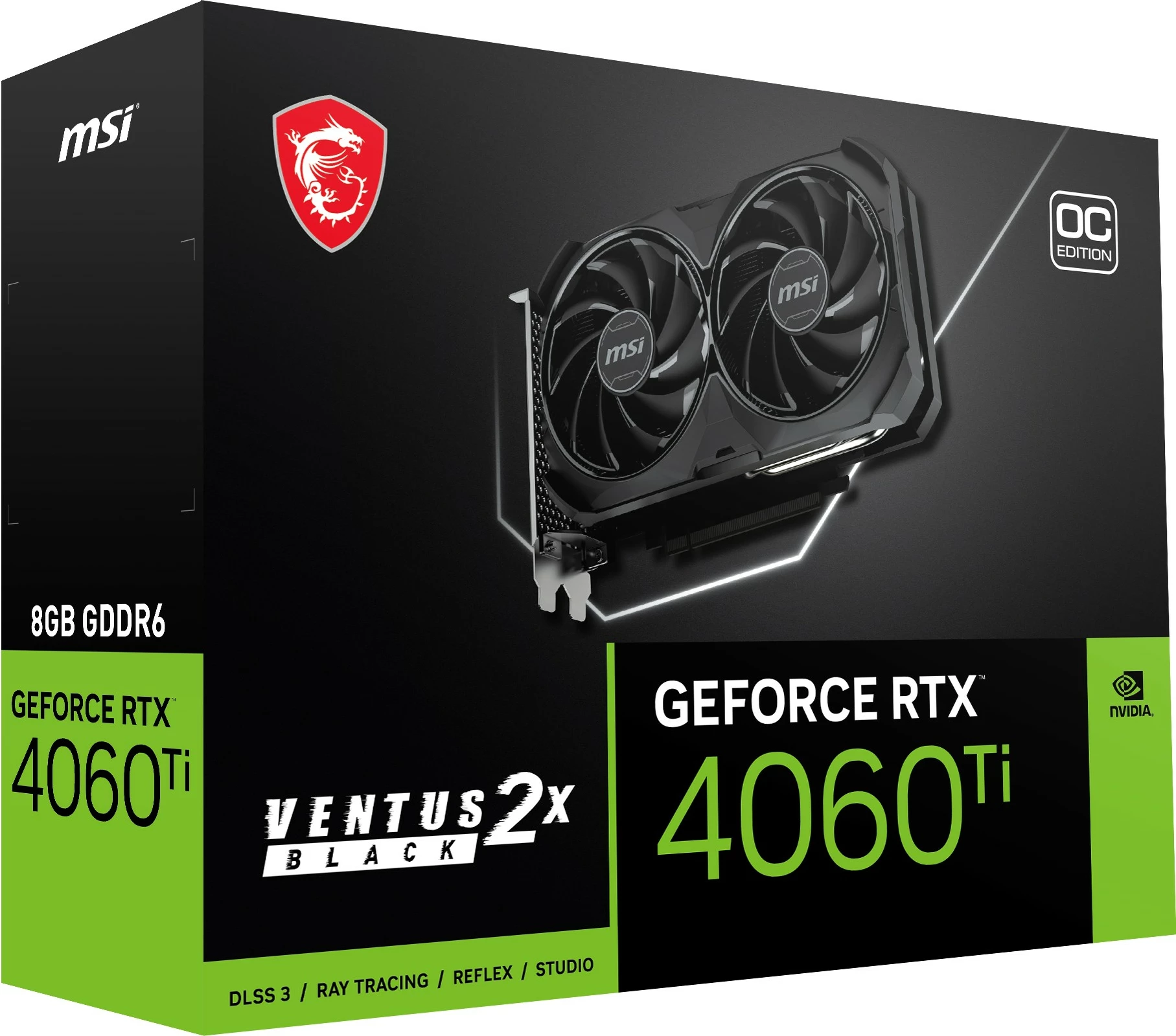 Kartelë grafike MSI VENTUS GeForce RTX 4060 Ti 2X BLACK 8G OC, 8 GB, GDDR6, PCI Express 4.0, e zezë