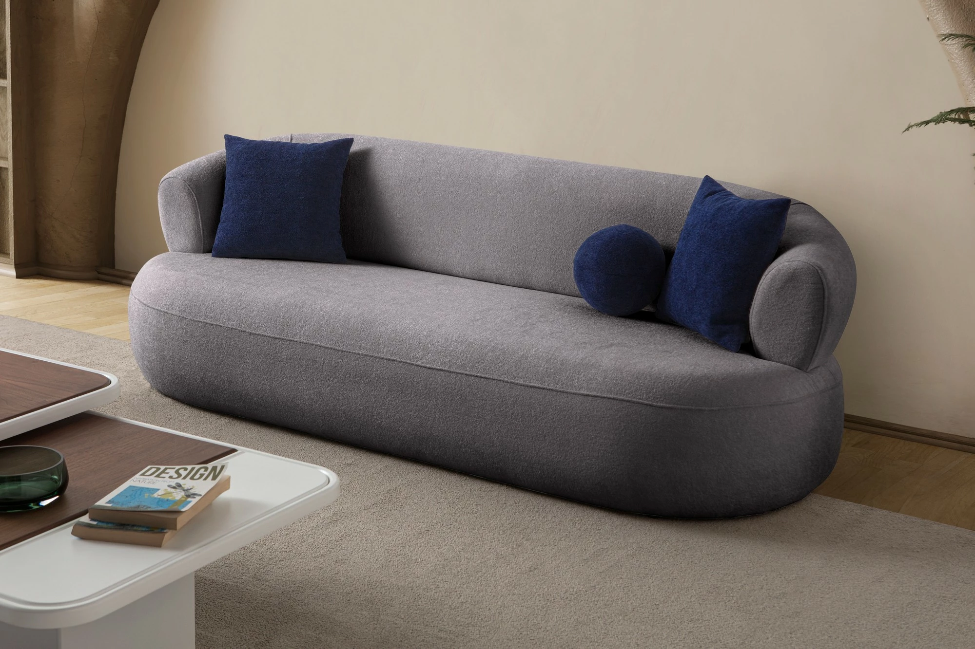 Divan treshe Atelier del Sofa, Roma, ngjyrë gri e errët