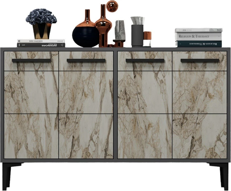 Konsol Skye Decor, stria, anthracite, mermer