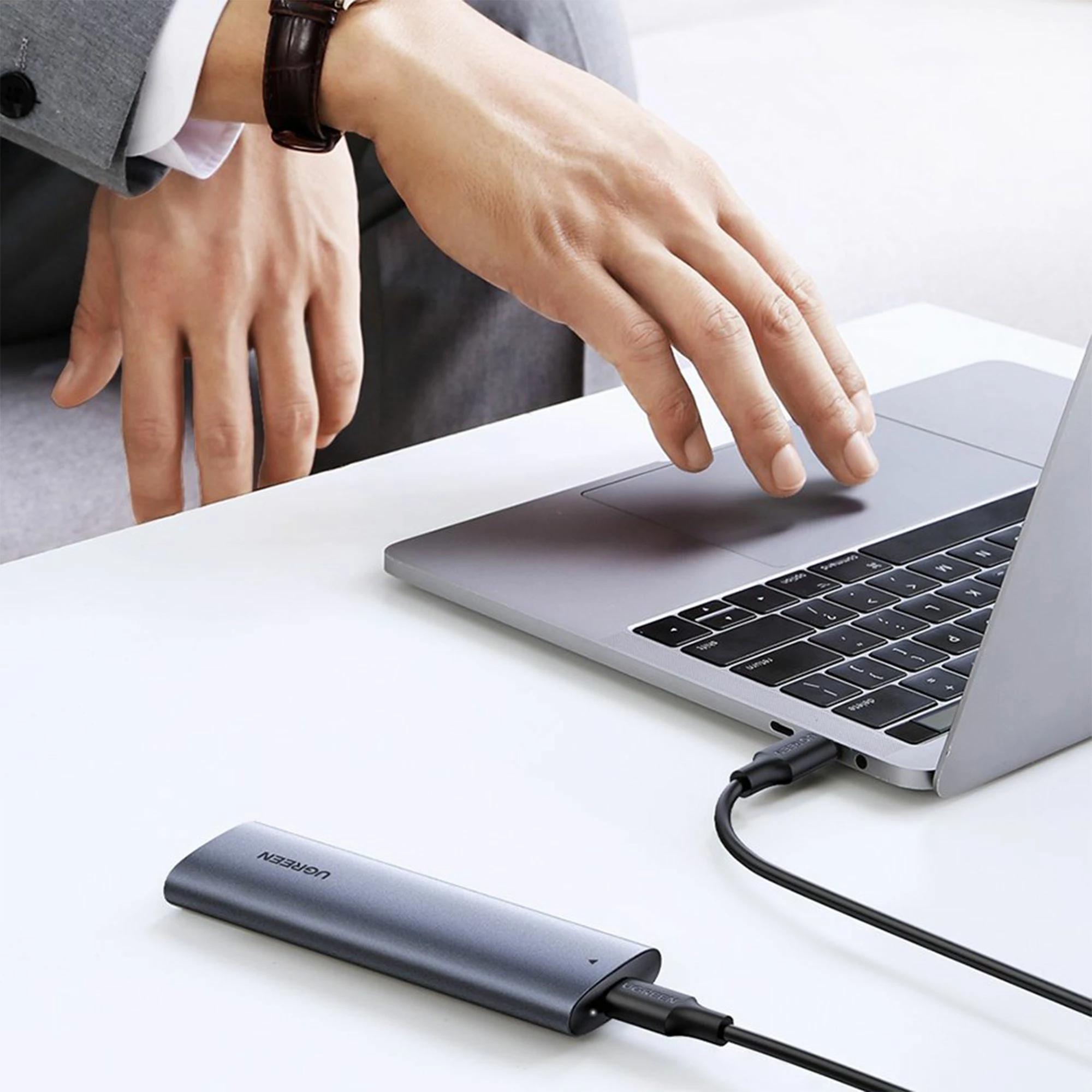 Kuti ekstern për SSD M.2 NVMe Ugreen CM400, USB-C 3.2 Gen 2 10Gbps, me kabllo 0.5 m, gri/argjendtë 5