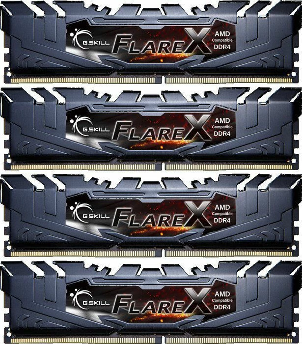 RAM Memorje G.Skill Flare X F4-2933C14Q-64GFX 64GB (4x16GB) DDR4 2933MHz CL14, e zezë, set 4 copë