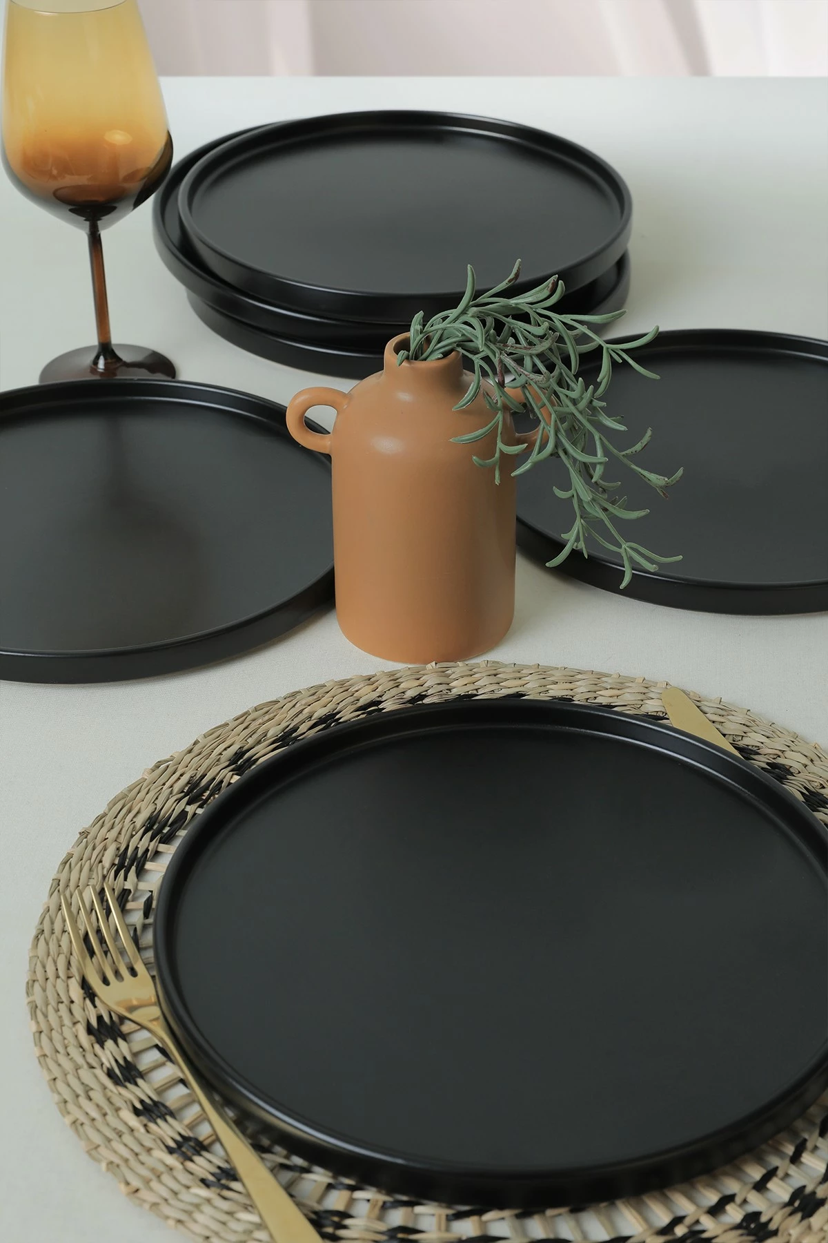 Set pjatash shërbimi (6 copë), Hermia Concept, ST038006F956A000000MAS3T00, ngjyrë e zezë mat