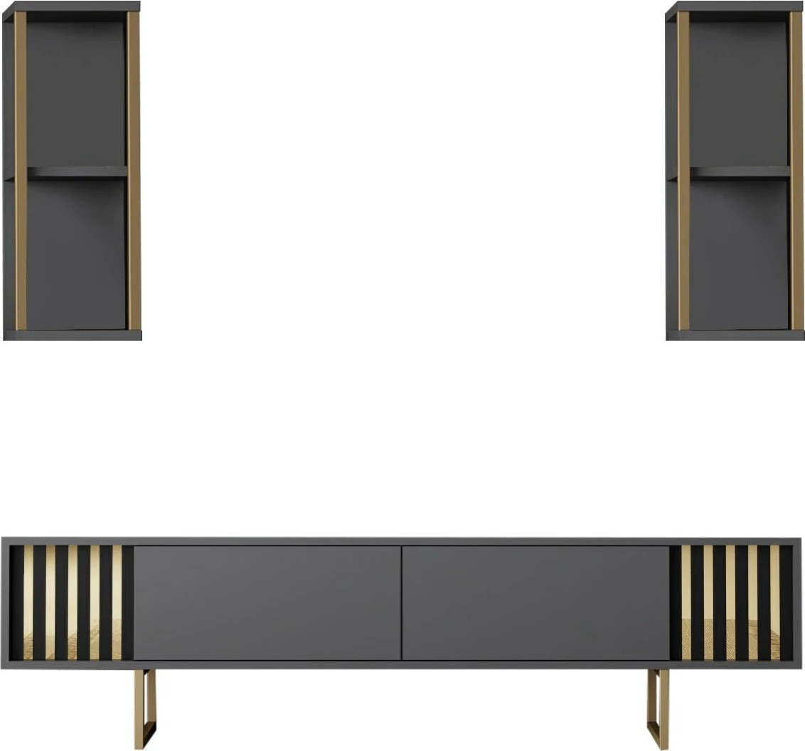 Set mobiljesh për dhomë dite, Skye Decor, linjë ari, anthracite, ari