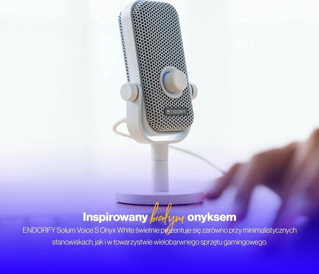 Mikrofon Endorfy Solum Voice S Onyx White (EY1B015), USB-C, kardioid, dalje 3.5 mm, i bardhë