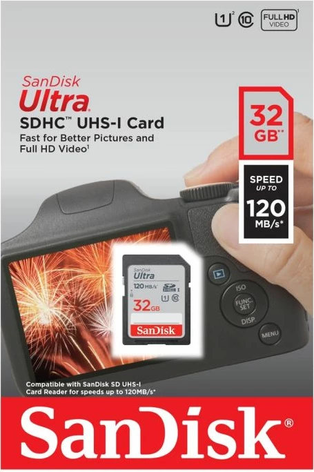 Kartelë memorje SDHC SanDisk Ultra SDSDUN4-032G-GN6IN 32GB 120MB/s UHS-I Class 10 U1