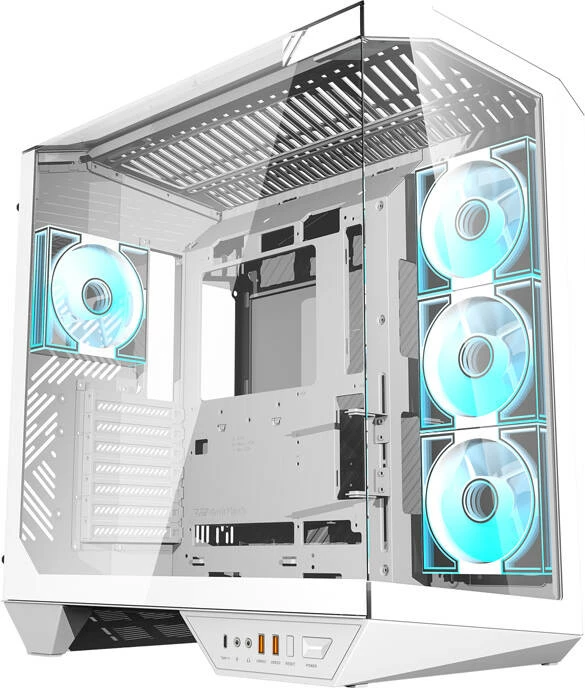 Kasë Darkflash DY470, Midi Tower, 4 ventilatorë, xham i temperuar, e bardhë