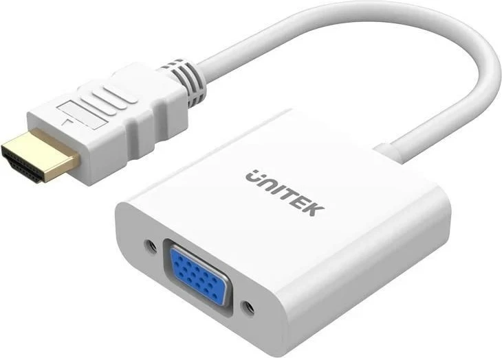 Adapter UNITEK HDMI në VGA, FullHD 60Hz, Bardhë