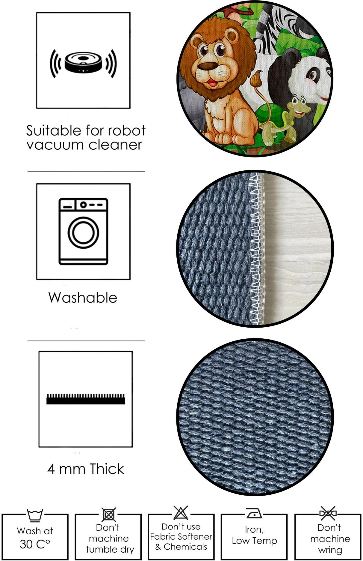 Qilim i rrumbullakët, shumëngjyrësh, dizajn Krishtlindjesh, 160cm, Conceptum Hypnose, Woopamuk446
