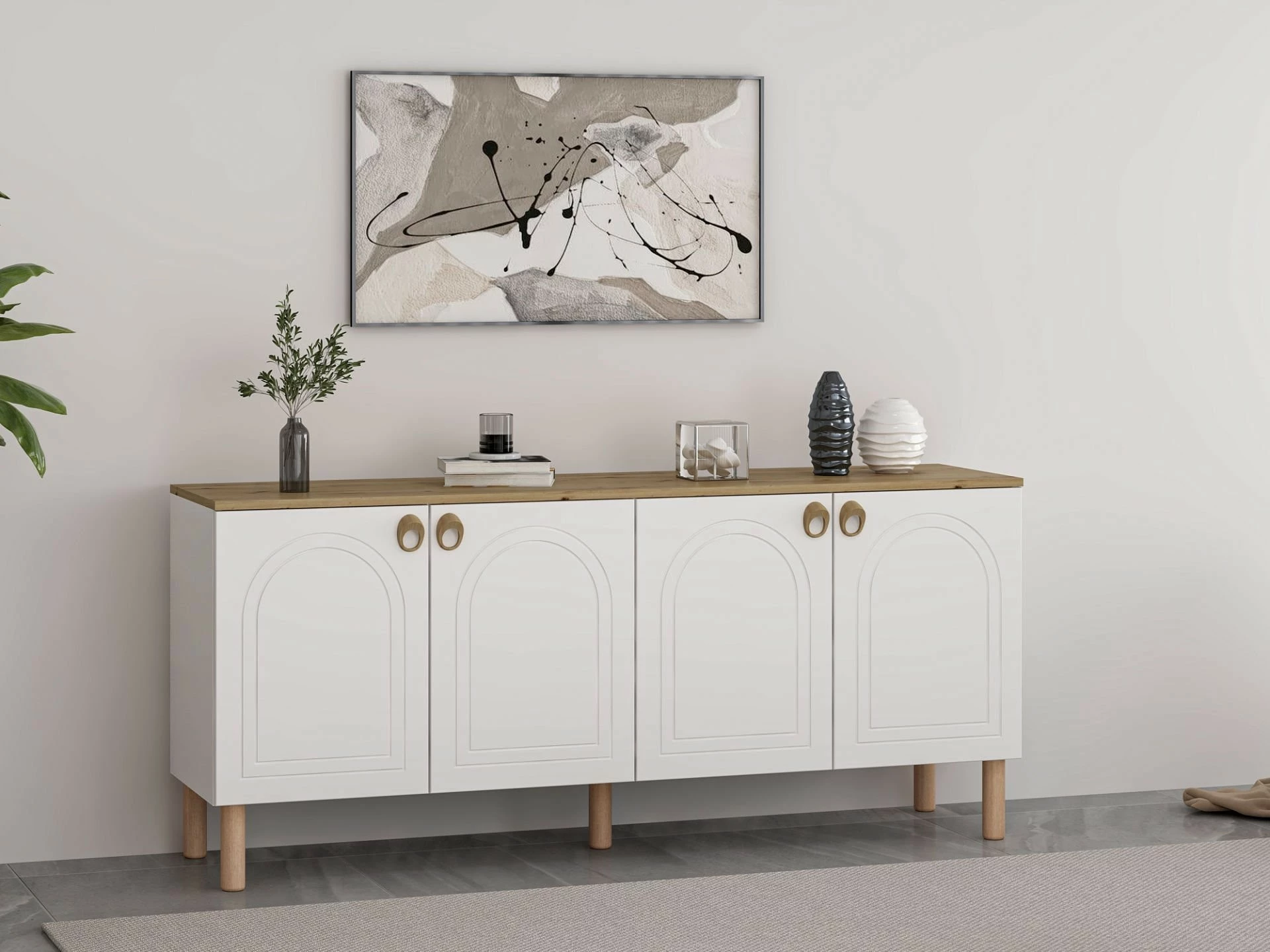 Konsol Skye Decor, ngjyrë e bardhë, Lotus