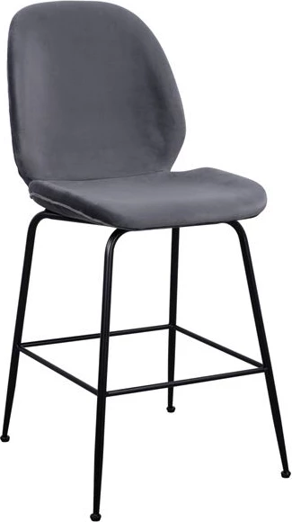 Karrige për bar Nora, kadife gri & kornizë metalike e zezë FH8524.01 48x61x103 cm, set prej 2 copë