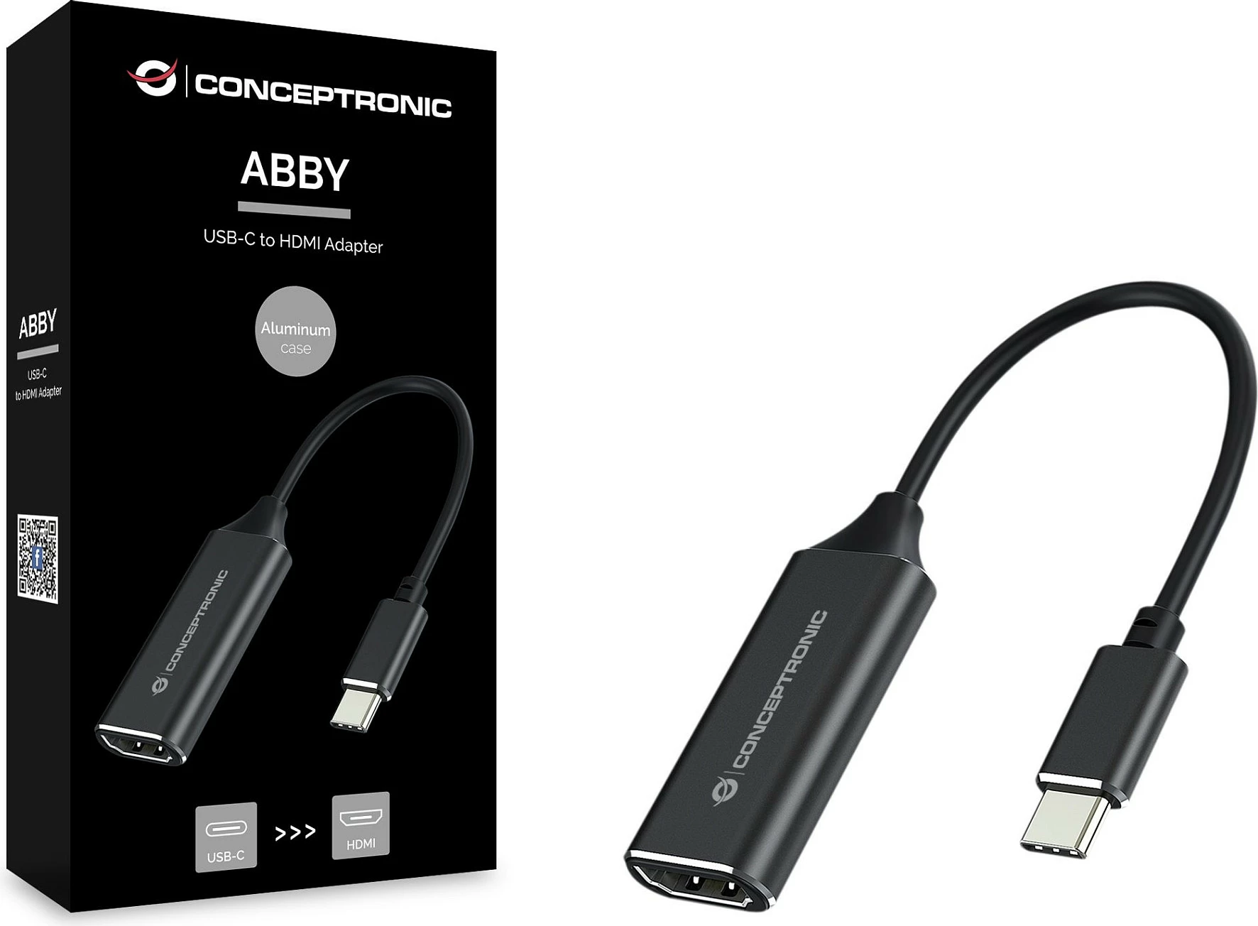 Adapter USB-C në HDMI Conceptronic ABBY, i zi