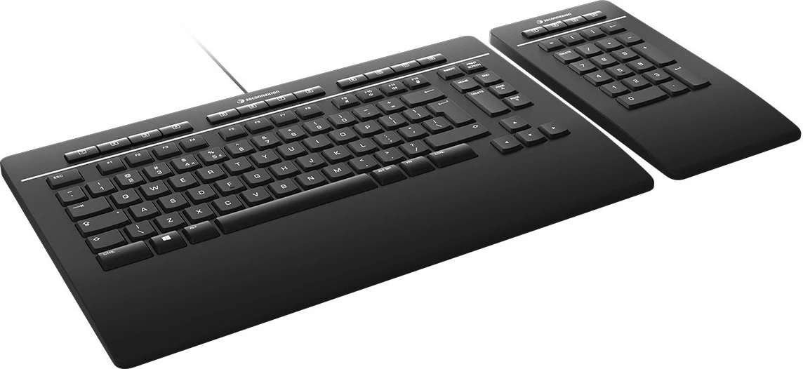 Tastierë 3Dconnexion Keyboard Pro, QWERTY, me numpad, USB + RF Wireless + Bluetooth, e zezë