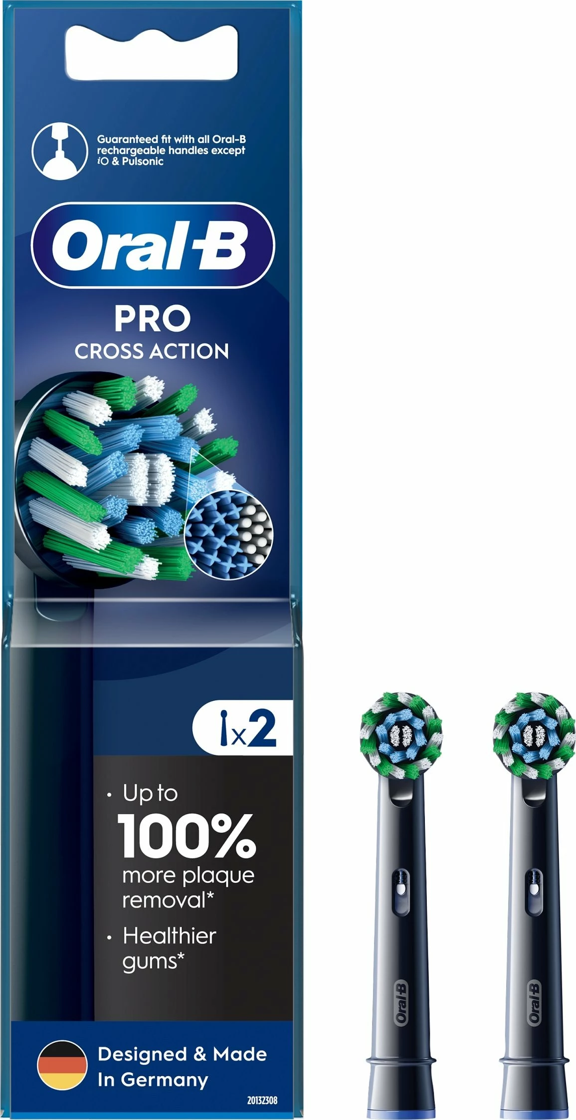 Kokë zëvendësuese furçe dhëmbësh Oral-B Pro CrossAction EB50BRX-2, 2 copë, e zezë