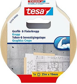 Shirit ngjitës Tesa Grafik- & Fixier-Krepp, 25m x 19mm, ngjyrë bezhë