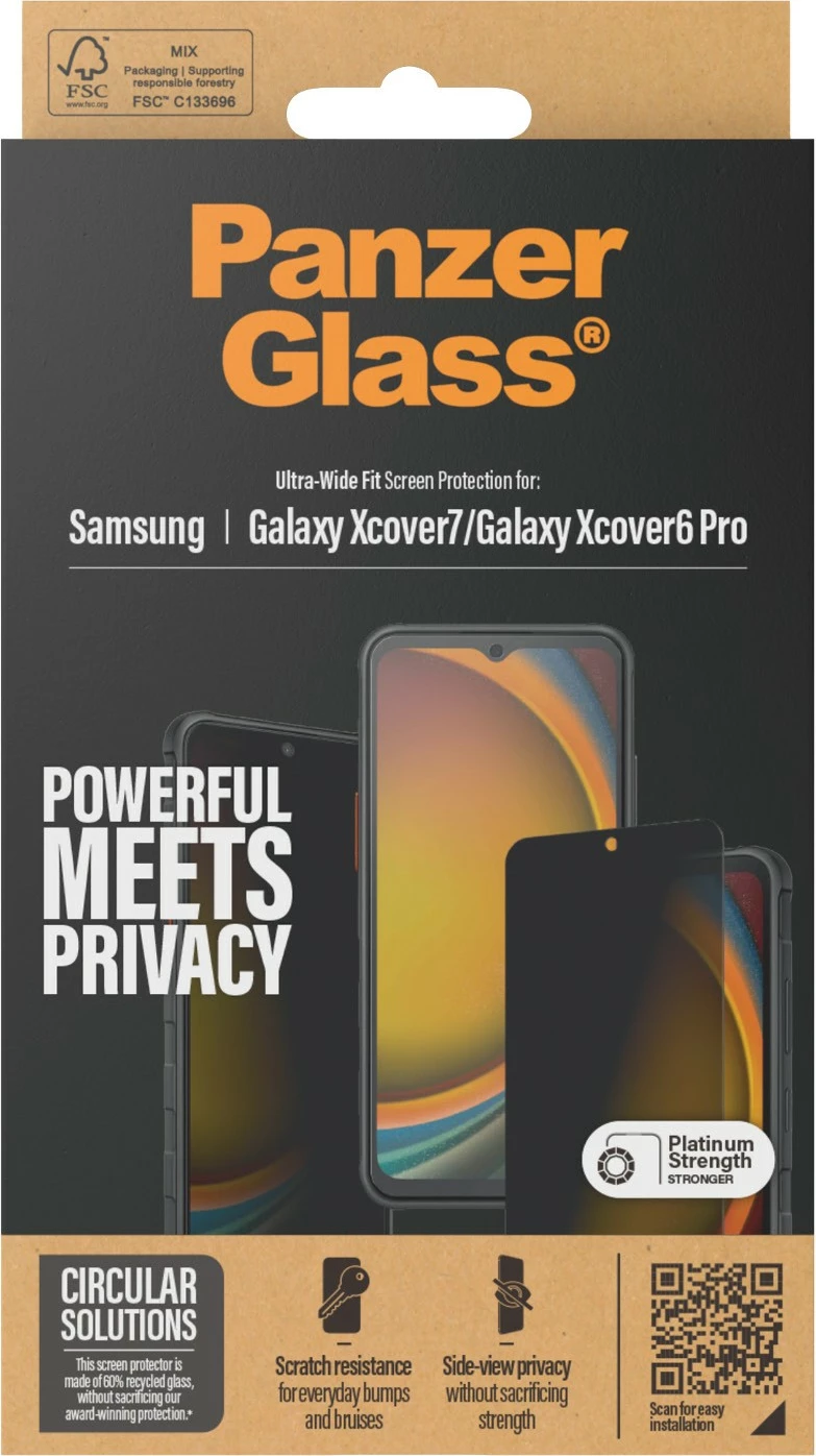 Mbrojtës ekrani PanzerGlass për Samsung Galaxy Xcover7/Xcover6 Pro, privacy, transparent