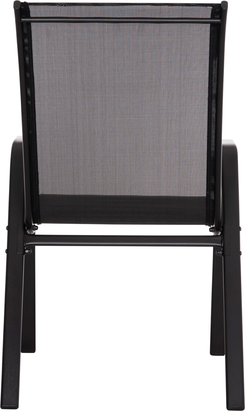 Karrige për jashtë LEON FH5000.43, kornizë metalike e zezë & textilene, set prej 4 copash, 55x70x91Hcm