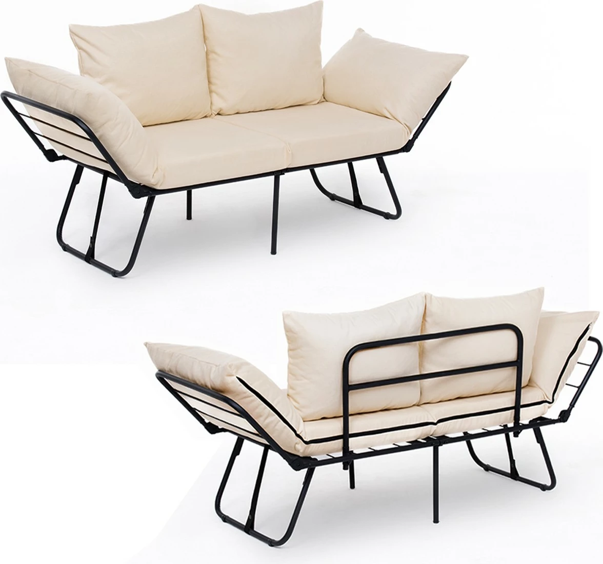 Divan-krevat dy ulëshe, Atelier del Sofa, Viper, ngjyrë krem e çelët