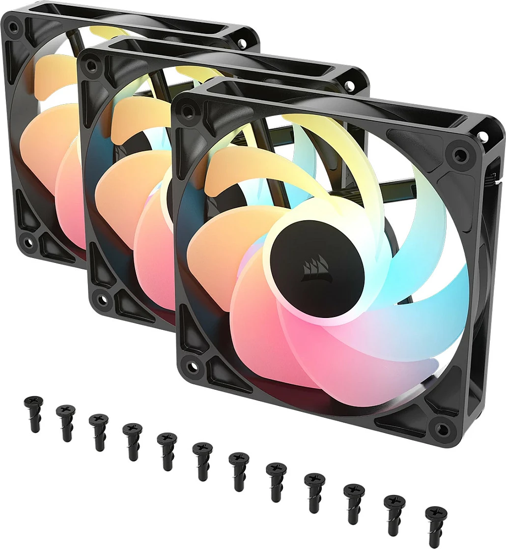 Ventilator kasë Corsair RS120-R ARGB PWM, 120mm, paketë 3 copë, i zi