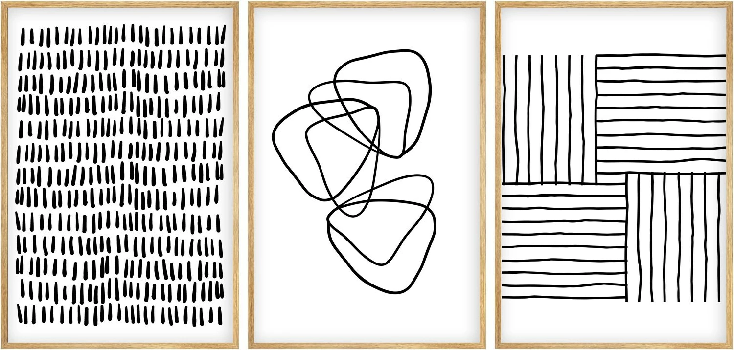 Pikturë dekorative me kornizë MDF (3 copë), Wallity, Huhu239, 50x35 cm