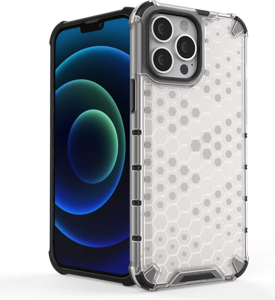 Mbështjellës Hurtel Honeycomb për iPhone 13 Pro Max, transparent
