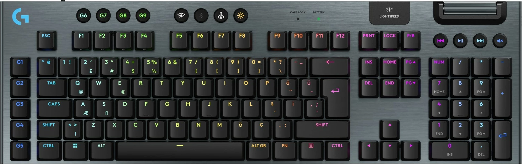 Tastierë gaming Logitech G915 X LIGHTSPEED, mekanike, wireless, RGB, US, e zezë