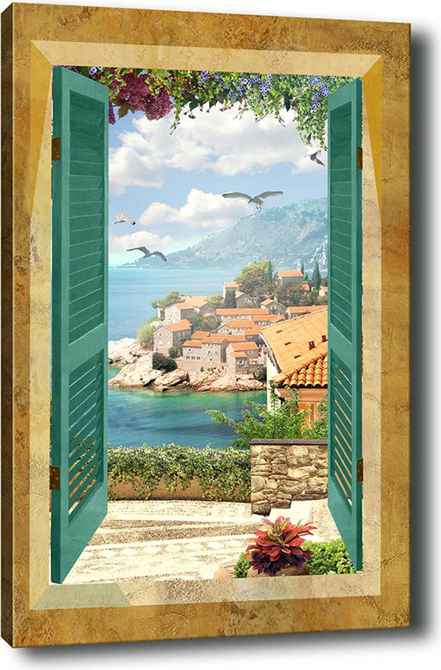 Pikturë dekorative në kanavacë, shumëngjyrëshe, kornizë druri, 50x70cm