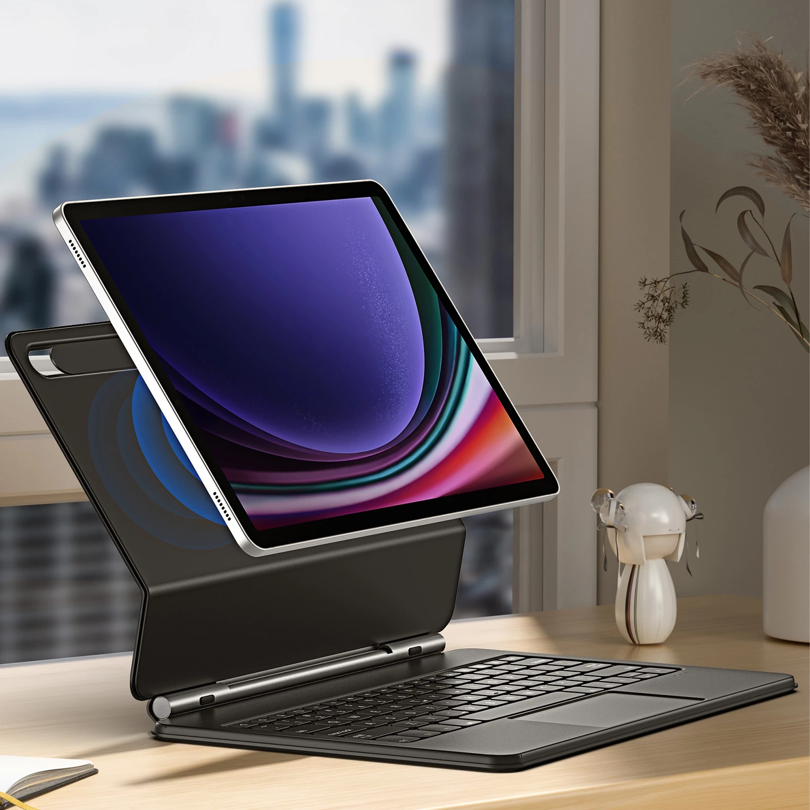 Mbështjellës me tastierë Bluetooth Dux Ducis MK Series për Samsung Galaxy Tab S9+, S8+, S7+, i zi