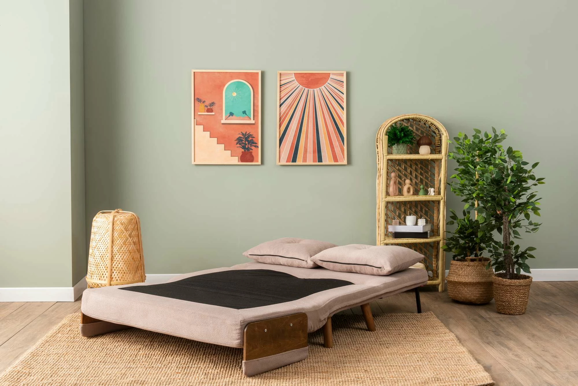 Divan-krevat dy ulëshe, Cosmo, ngjyrë mink, Atelier del Sofa
