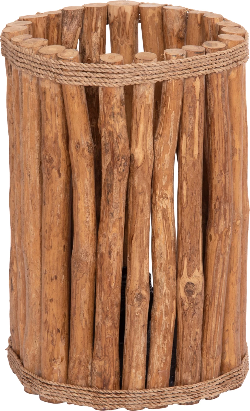Llambë tavoline cilindrike GWYN, degë druri natyral, Φ18.5x28.5cm