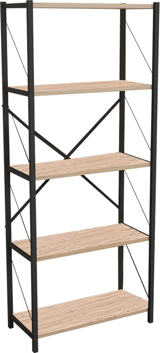 Raft librash Draizy, melaminë lisi-metal i zi, 60x30x150cm