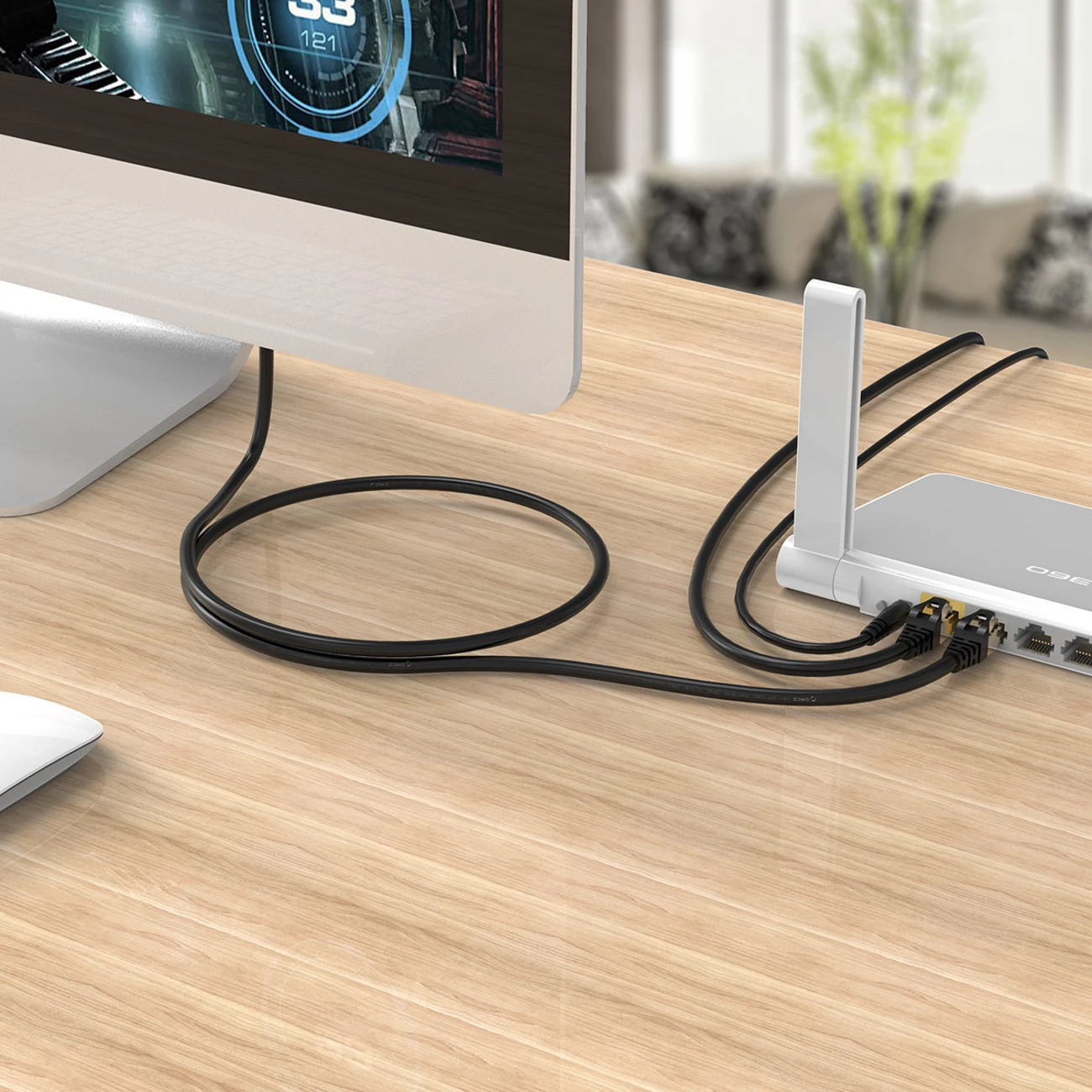 Kabllo rrjeti Ethernet Orico PUG-C7 CAT7 10Gbps RJ45-RJ45 5 m, e zezë