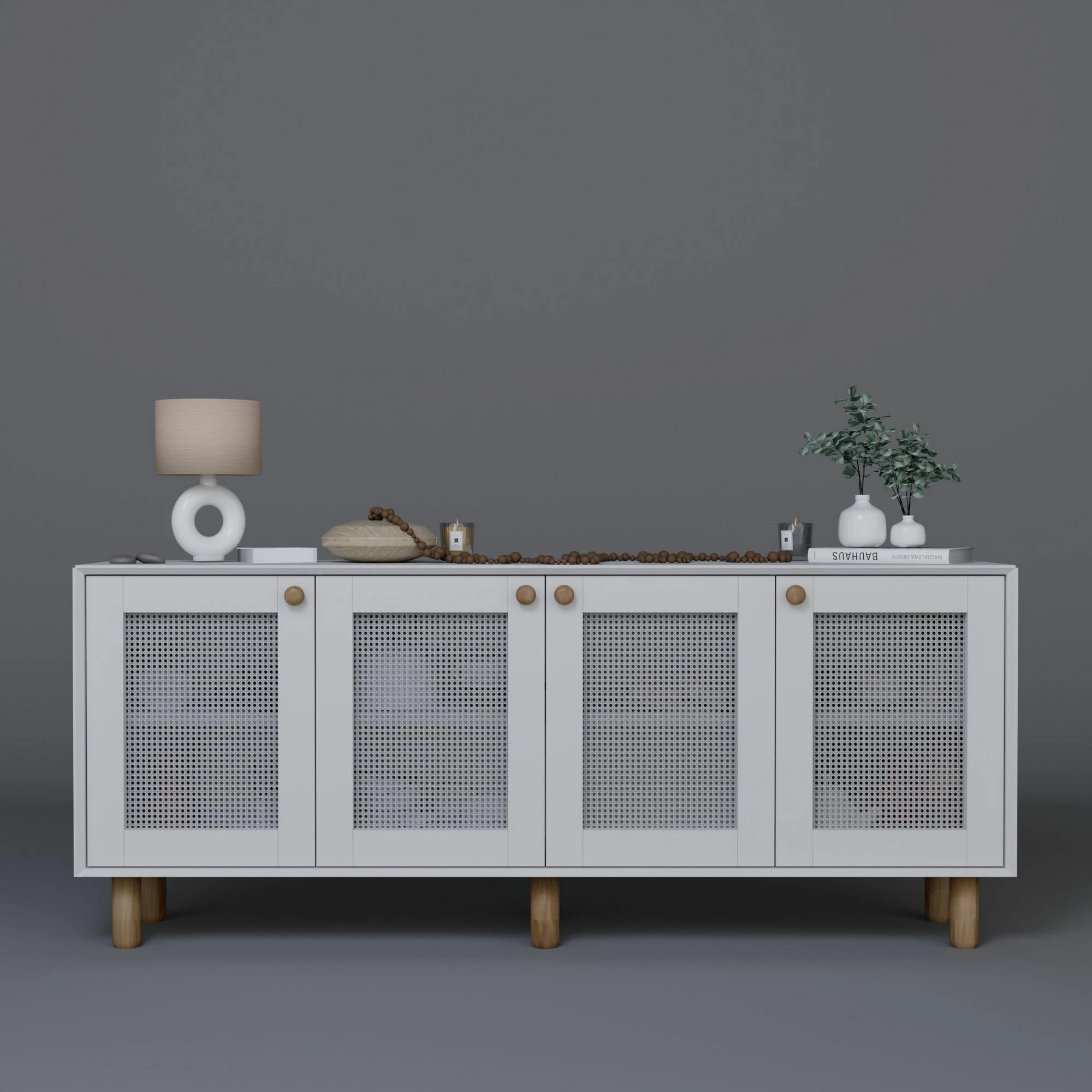 Konsol bohemian, ngjyrë e bardhë, Skye Decor, 180x75x40cm