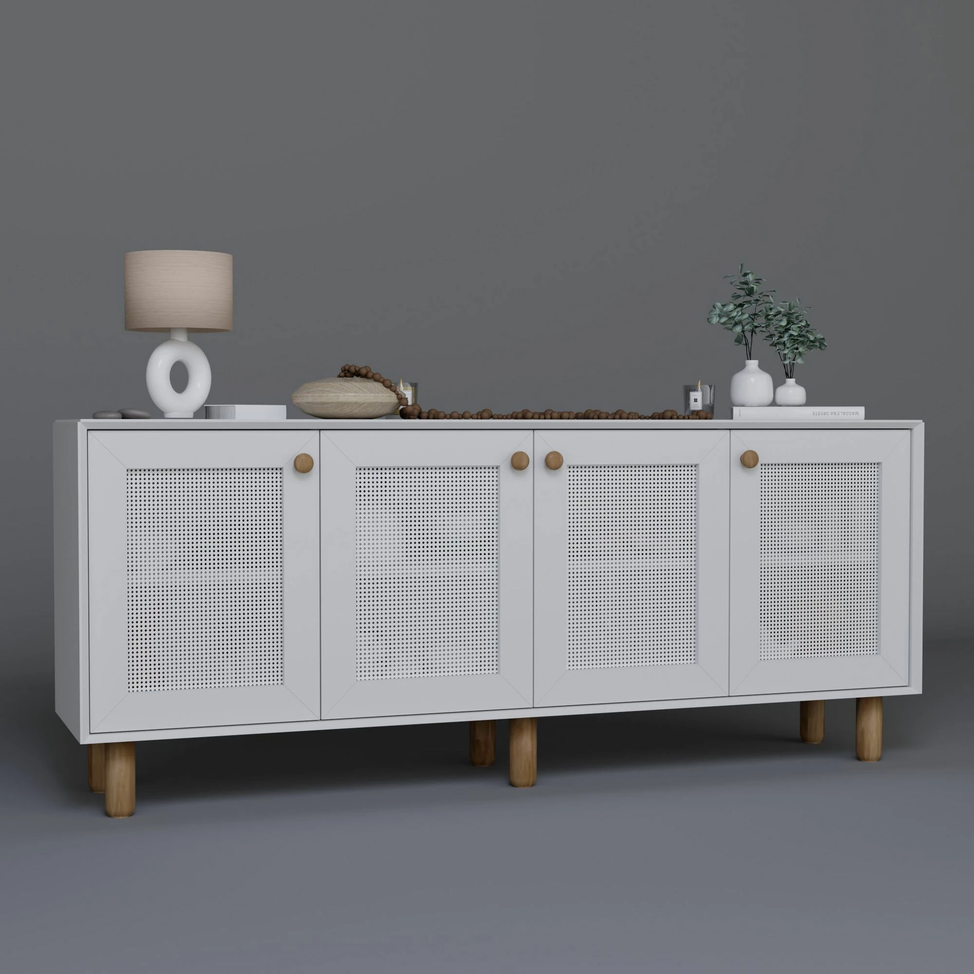 Konsol bohemian, ngjyrë e bardhë, Skye Decor, 180x75x40cm
