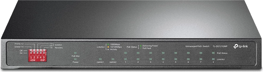 Switch TP-Link TL-SG1210MP 10 porta Gigabit, 8x PoE+, e zezë