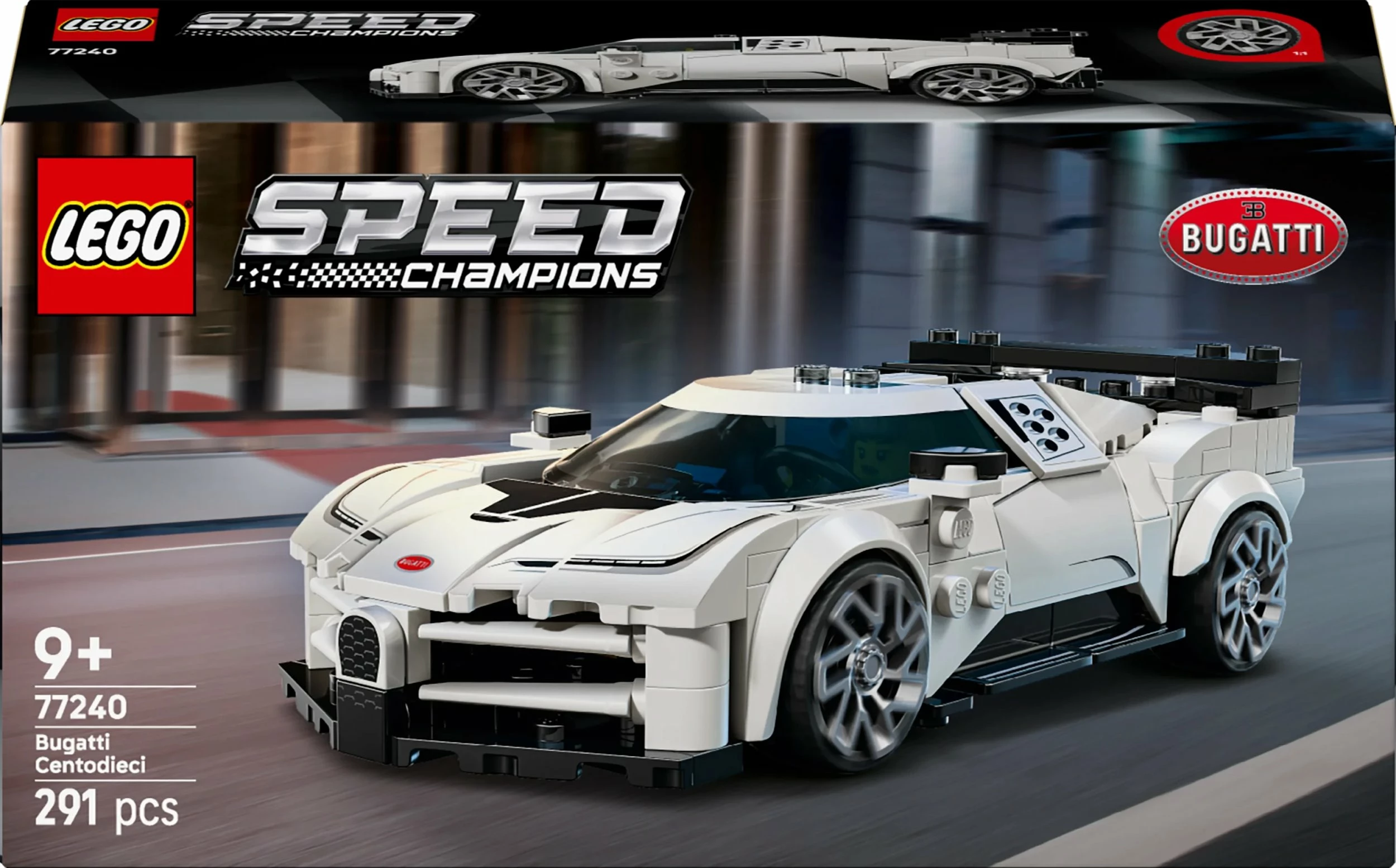 Set ndërtimi LEGO Speed Champions, LEGO Bugatti Centodieci 77240, 291 copë, e bardhë