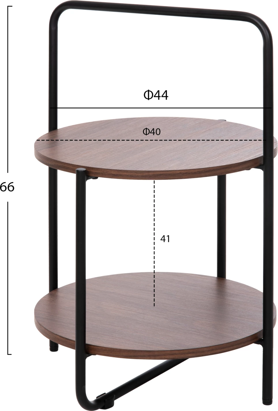 Tavolinë anësore SYLO FH9618.02 MDF ngjyrë arre-kornizë metalike e zezë Φ44x66Hcm