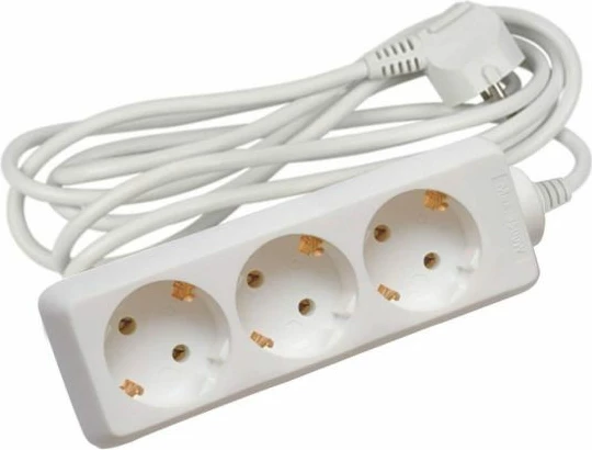 Zgjatues rryme GTV AE-PS3G3M-00 3m, 3 prizë, 3500W, H05VV-F 3x1.5mm², i bardhë