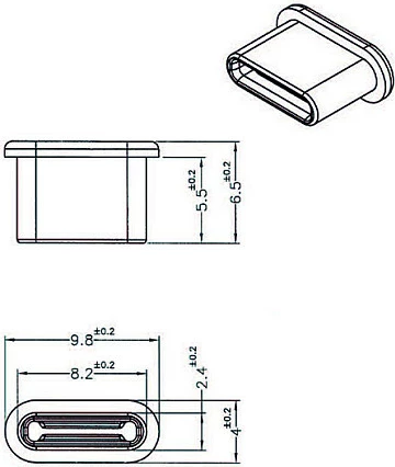 Kapak pluhuri USB Type-C DeLOCK 64014, set 10 copë, PE, i zi