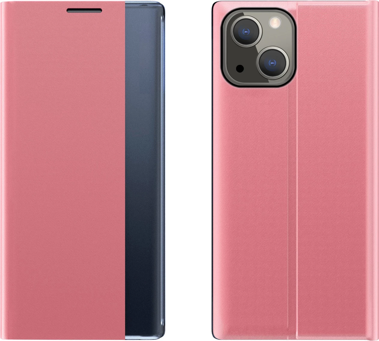 Mbështjellës Hurtel Sleep Case bookcase me smart window për iPhone 13 mini, rozë