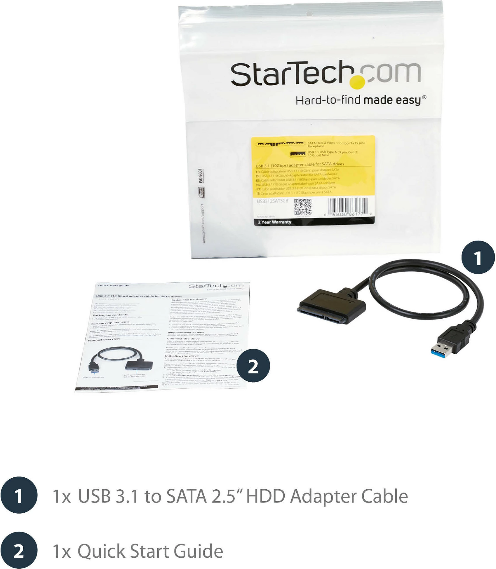 Adapter USB 3.1 në SATA StarTech USB312SAT3CB, 2.5", 0.5 m, 10 Gbit/s, i zi