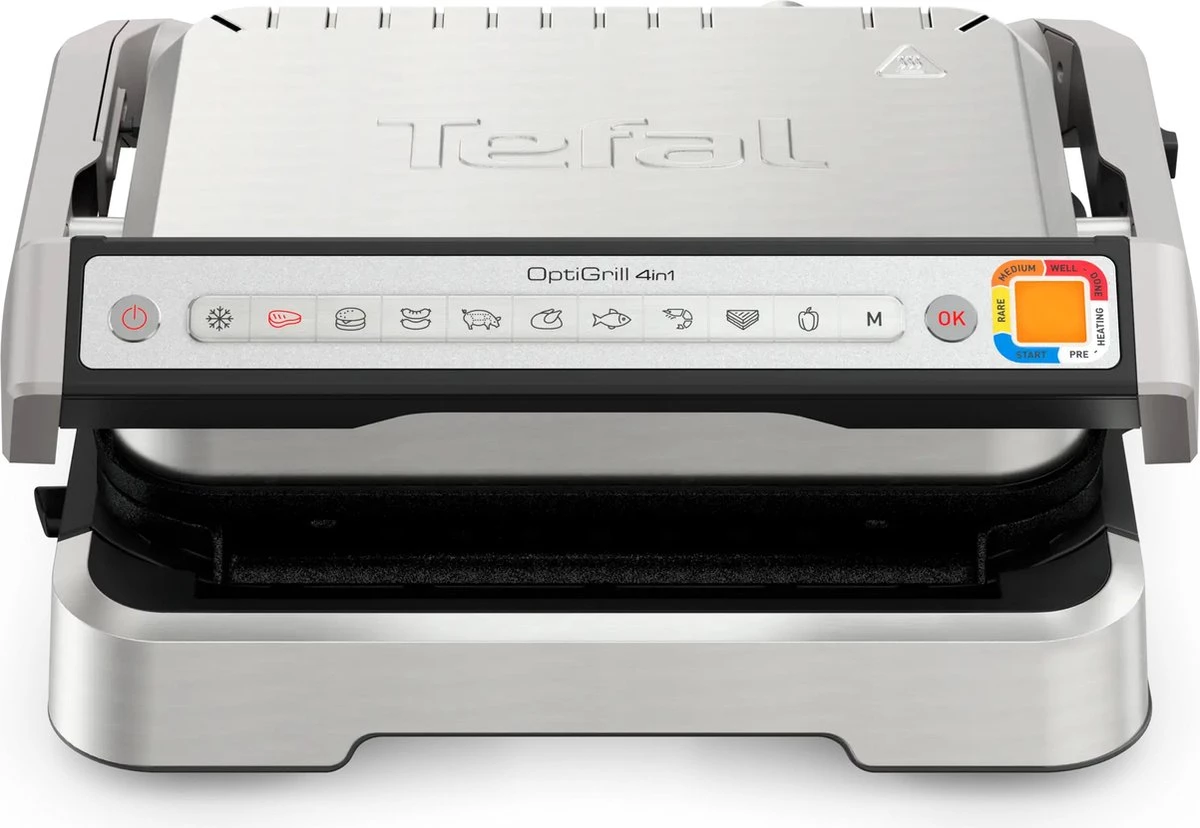 Grill elektrik Tefal OptiGrill 4n1 GC774D30, 9 programe automatike, i palosshëm, argjendtë/zi