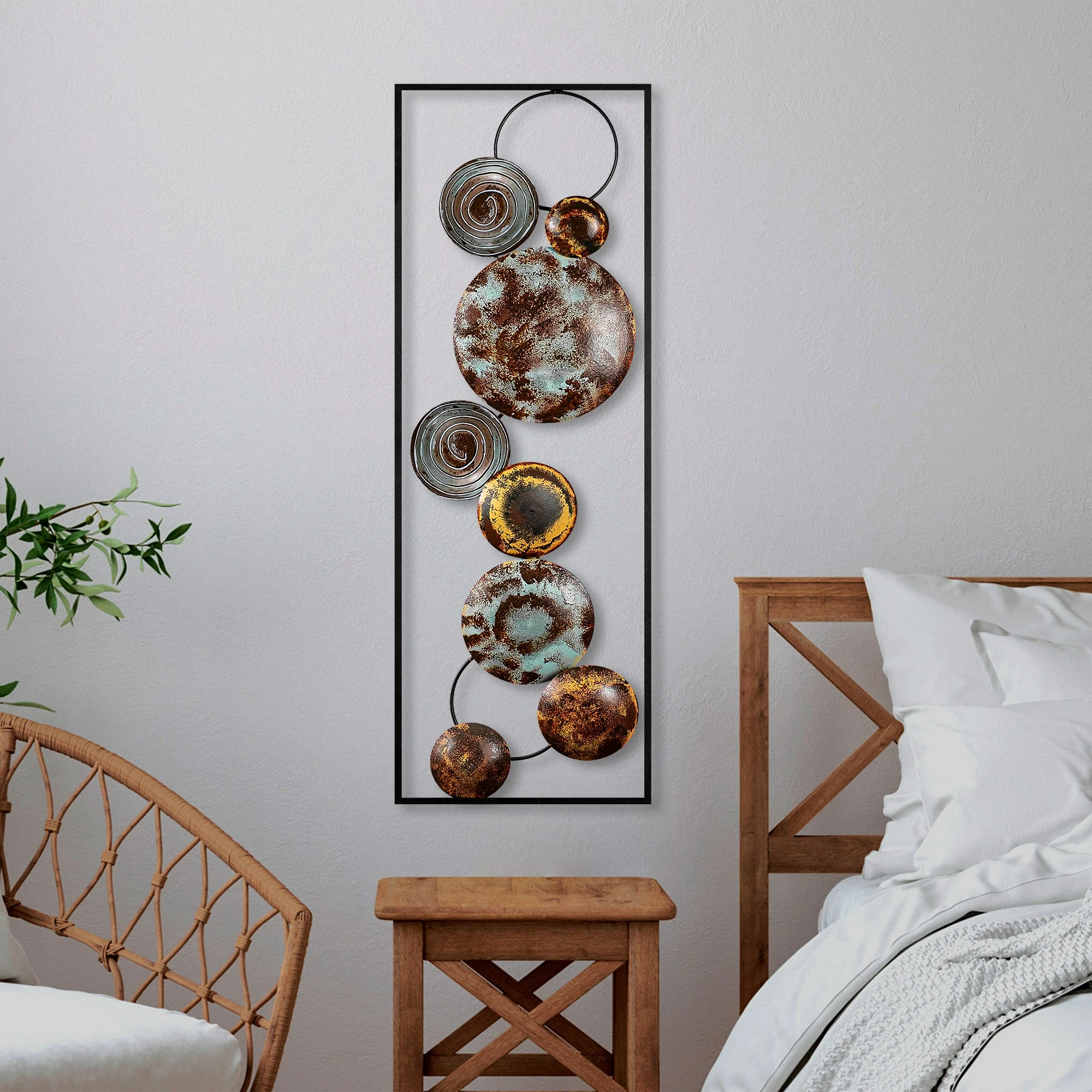 Aksesor dekorativ metalik për mur, Wallity, teksturë, shumëngjyrësh, 32x90x4cm